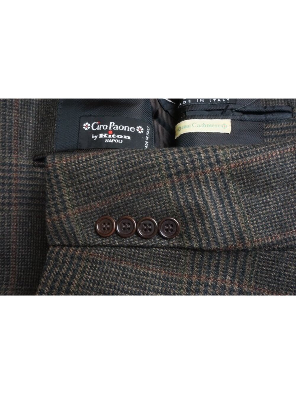 Kiton Napoli 100% Cashmere Brown Plaid Sport Coat Jacket Sz 40L